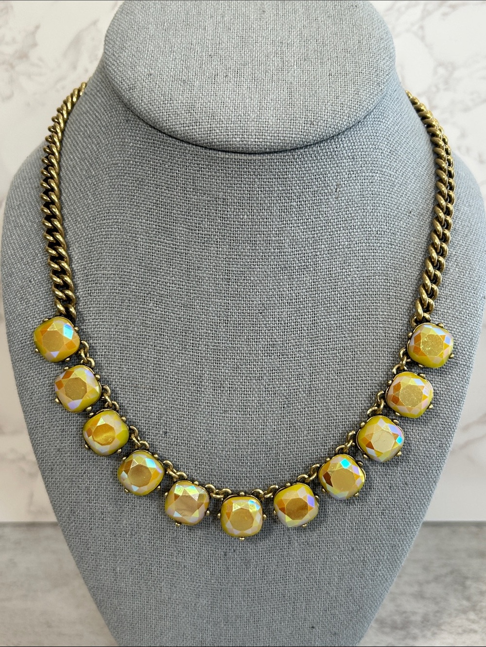 J. Crew Yellow Brûlée Faceted Crystal Necklace - Picture 3 of 7